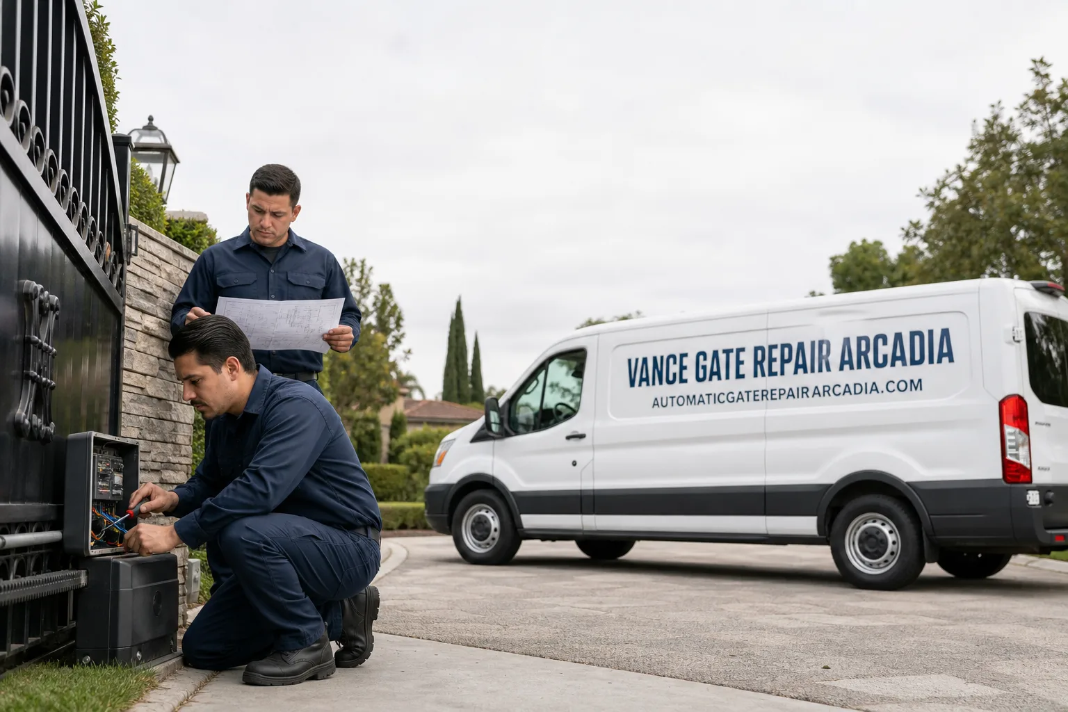 Vance Gate Repair Arcadia gate repair service vehicle and crew in Arcadia, CA